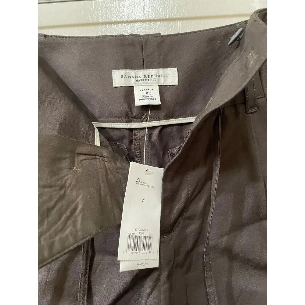 Banana Republic Martin Fit Shorts Brown Womens Tag Size 4 Regular Rolled Cuff